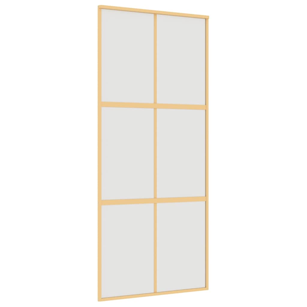 skydedør 90x205 cm matteret sikkerhedsglas og aluminium gylden