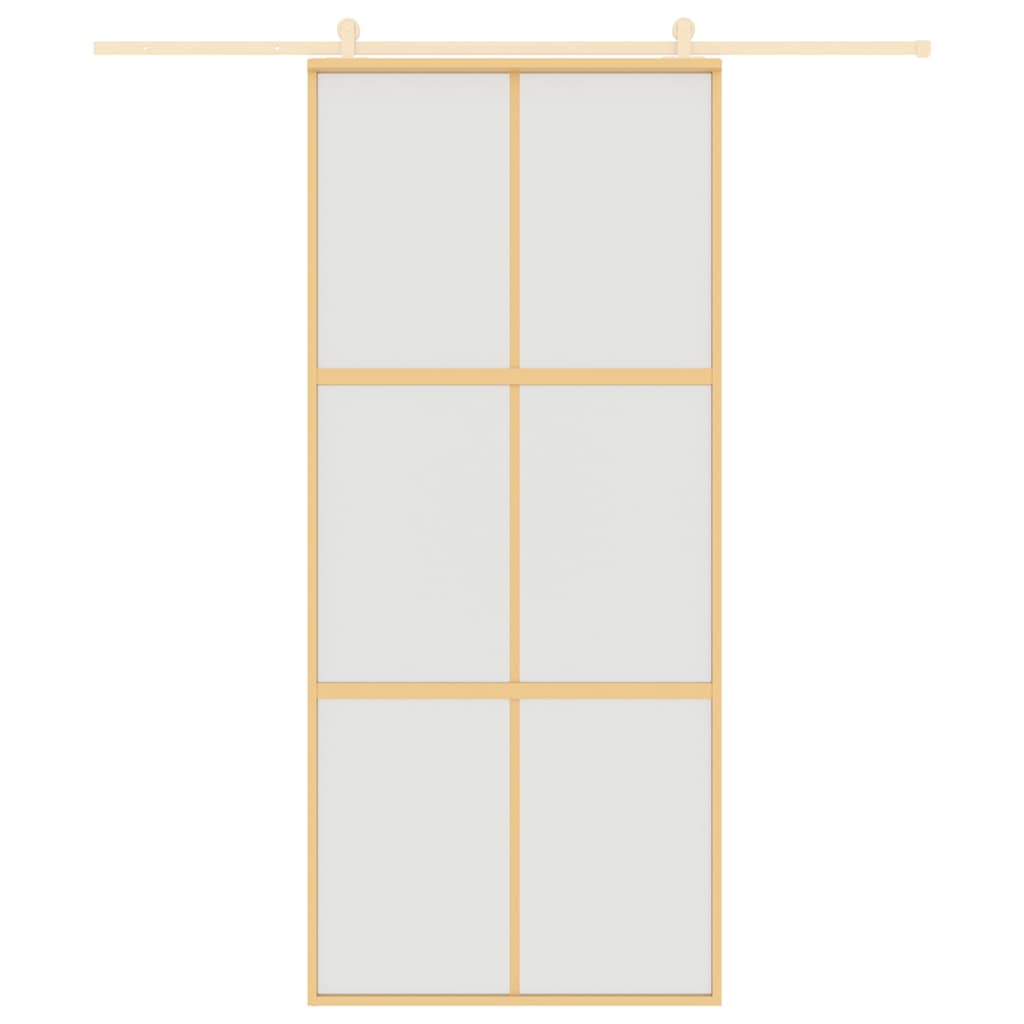 skydedør 90x205 cm matteret sikkerhedsglas og aluminium gylden