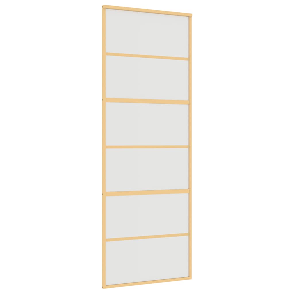 skydedør 76x205 cm matteret sikkerhedsglas og aluminium gylden