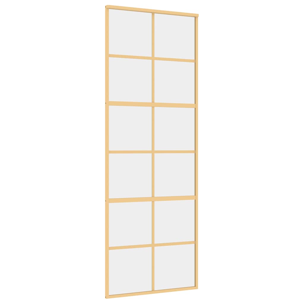 skydedør 76x205 cm klart sikkerhedsglas og aluminium guldfarvet