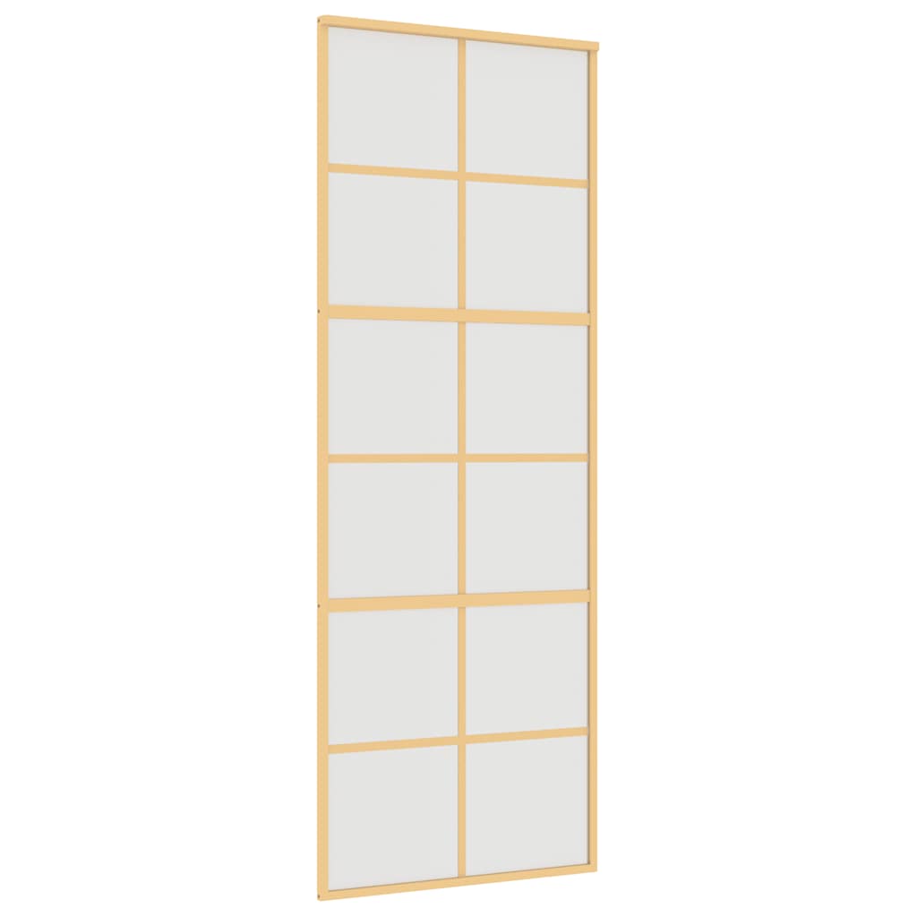 skydedør 76x205 cm matteret sikkerhedsglas og aluminium gylden