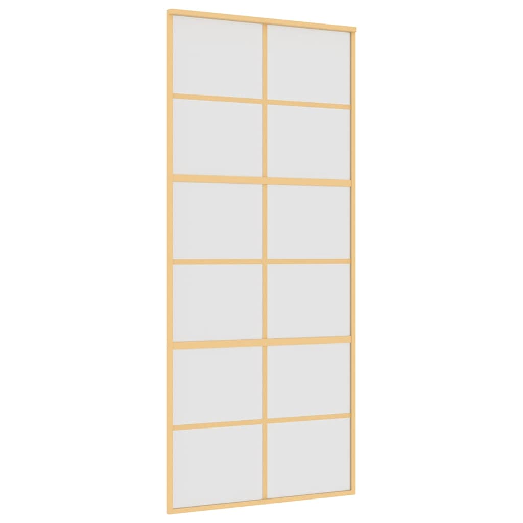 skydedør 90x205 cm matteret sikkerhedsglas og aluminium gylden