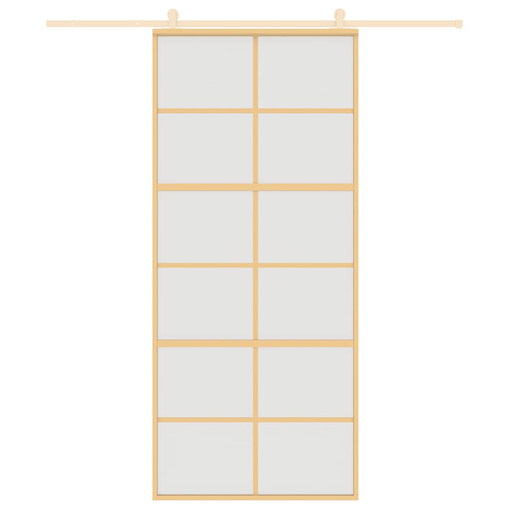 skydedør 90x205 cm matteret sikkerhedsglas og aluminium gylden