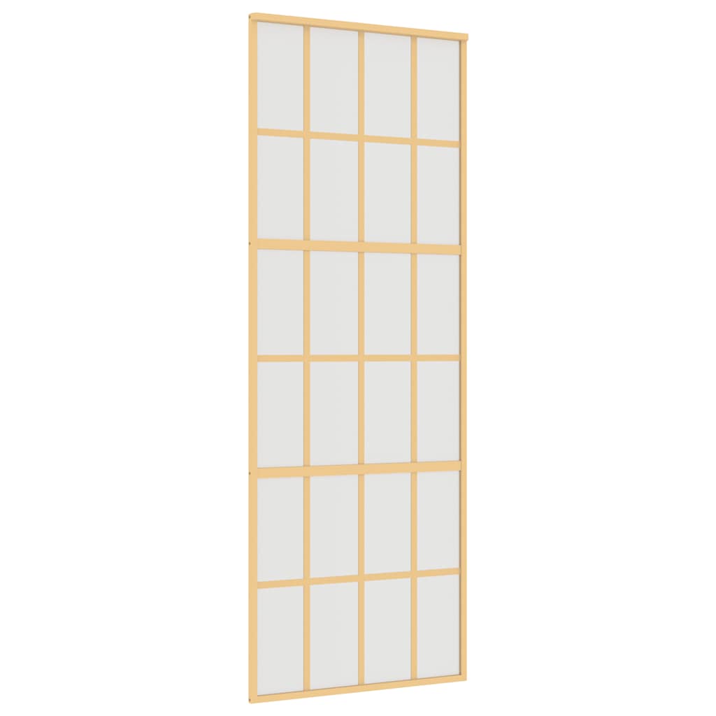 skydedør 76x205 cm matteret sikkerhedsglas og aluminium gylden