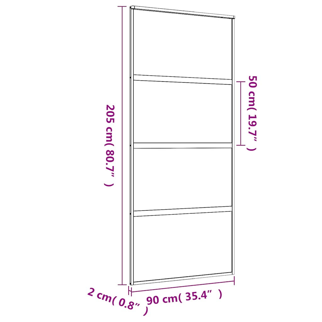 skydedør 90x205 cm klart sikkerhedsglas og aluminium guldfarvet