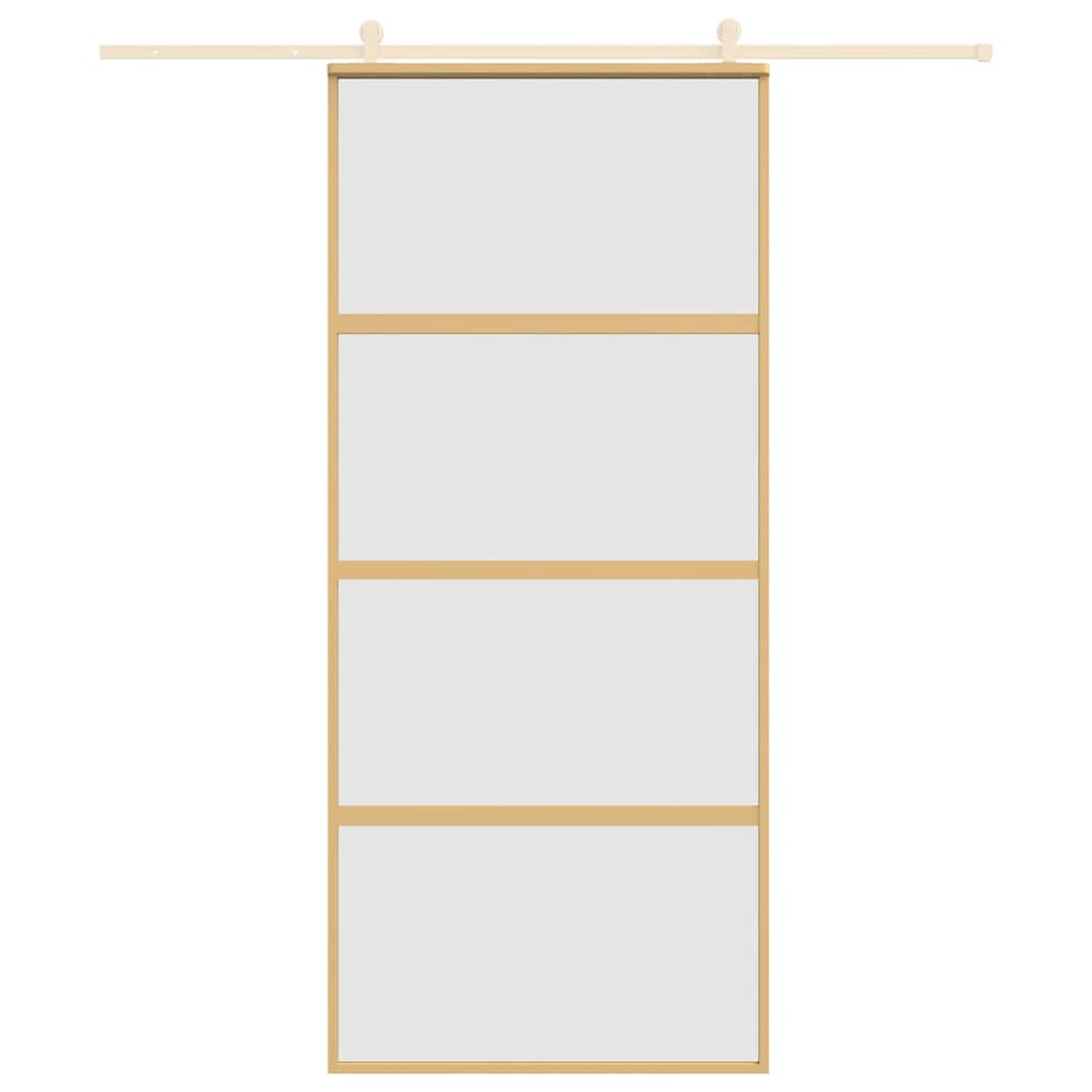 skydedør 90x205 cm matteret sikkerhedsglas og aluminium gylden