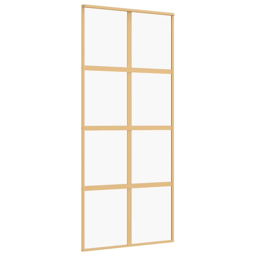 skydedør 90x205 cm klart sikkerhedsglas og aluminium guldfarvet