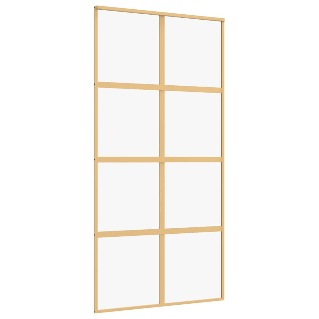 skydedør 102,5x205 cm klart sikkerhedsglas og aluminium gylden