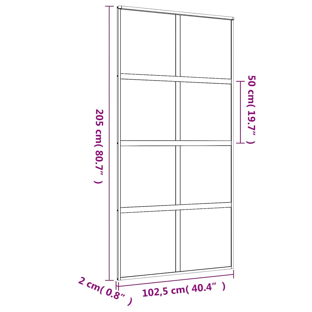 skydedør 102,5x205 cm klart sikkerhedsglas og aluminium gylden