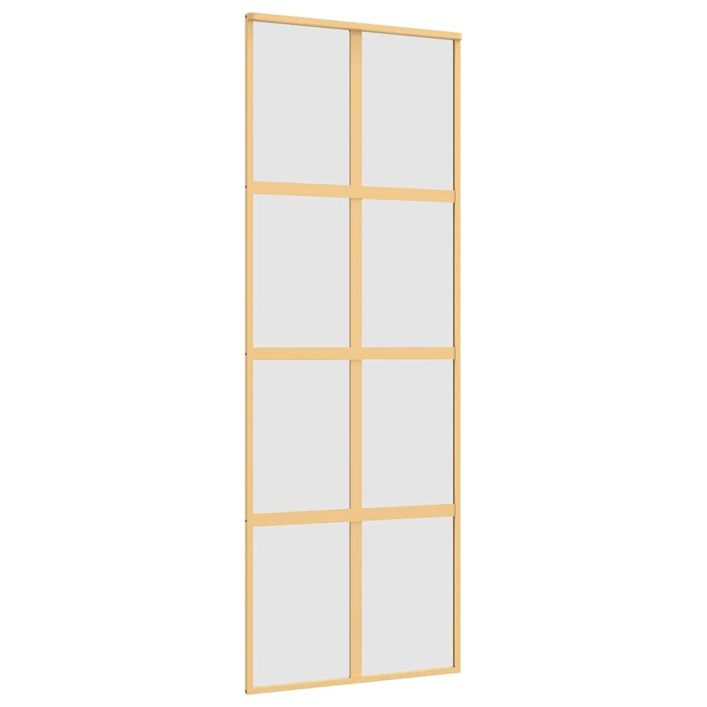 skydedør 76x205 cm matteret sikkerhedsglas og aluminium gylden