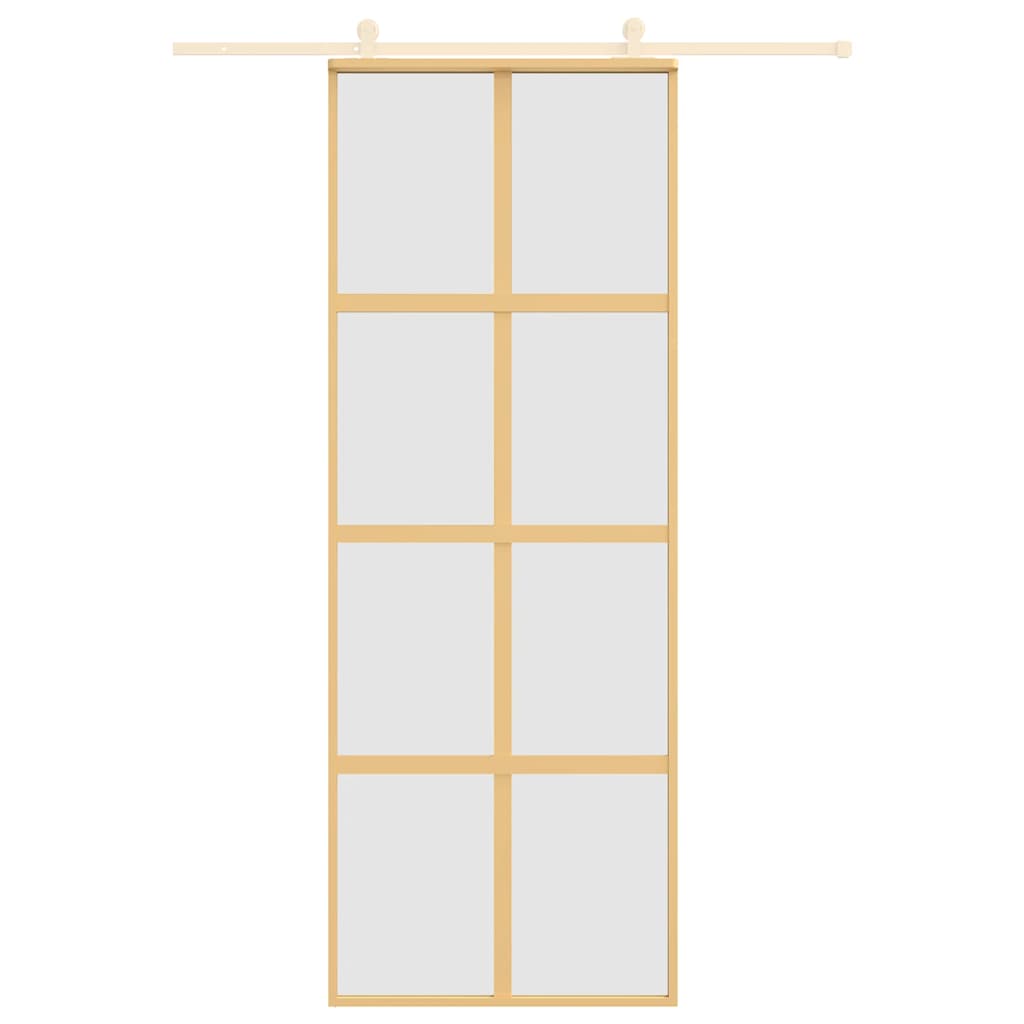 skydedør 76x205 cm matteret sikkerhedsglas og aluminium gylden