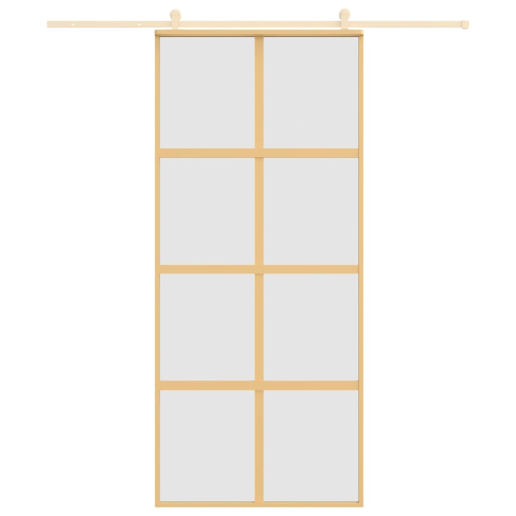 skydedør 90x205 cm matteret sikkerhedsglas og aluminium gylden