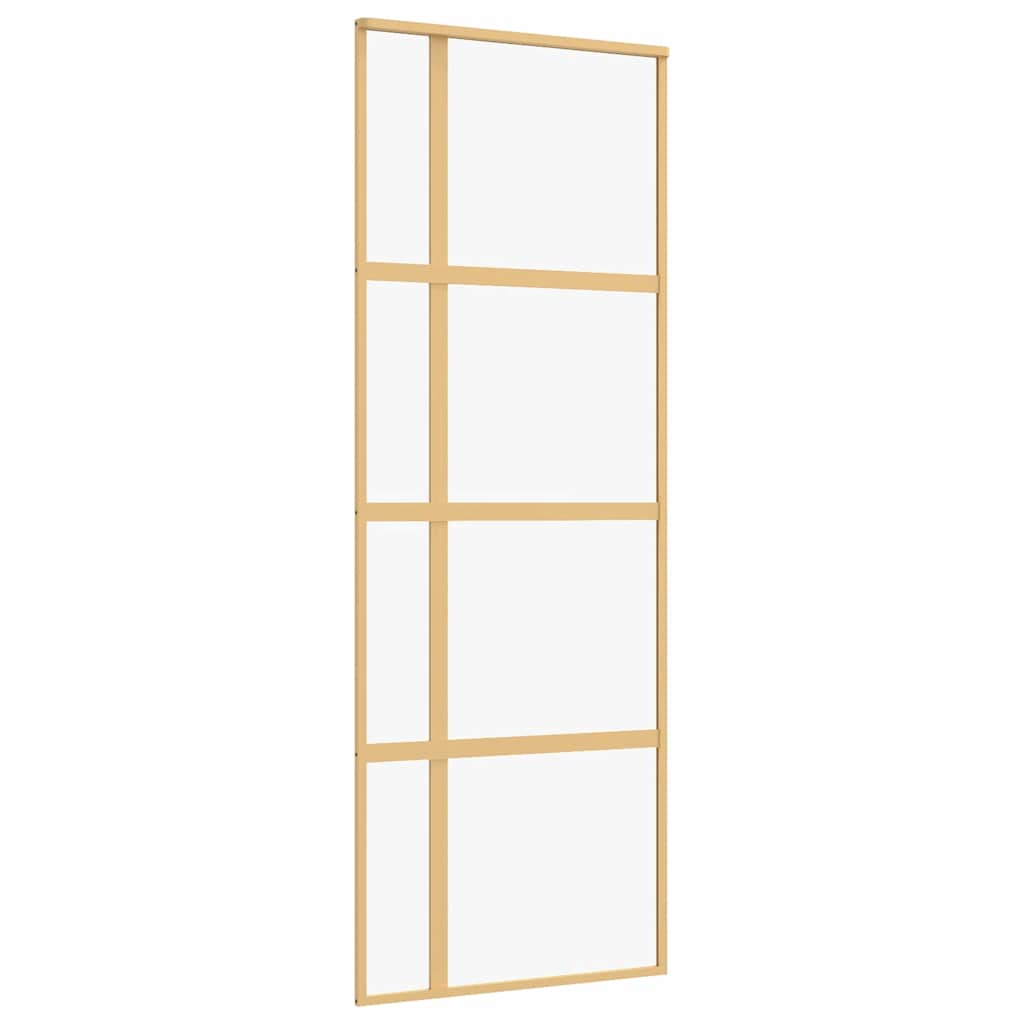 skydedør 76x205 cm klart sikkerhedsglas og aluminium guldfarvet