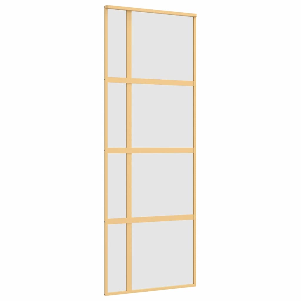 skydedør 76x205 cm matteret sikkerhedsglas og aluminium gylden