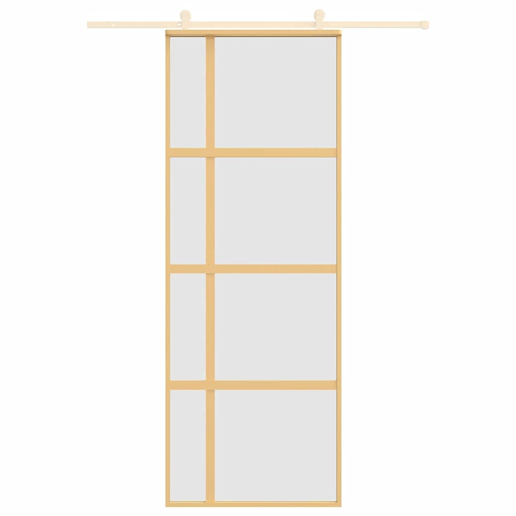 skydedør 76x205 cm matteret sikkerhedsglas og aluminium gylden