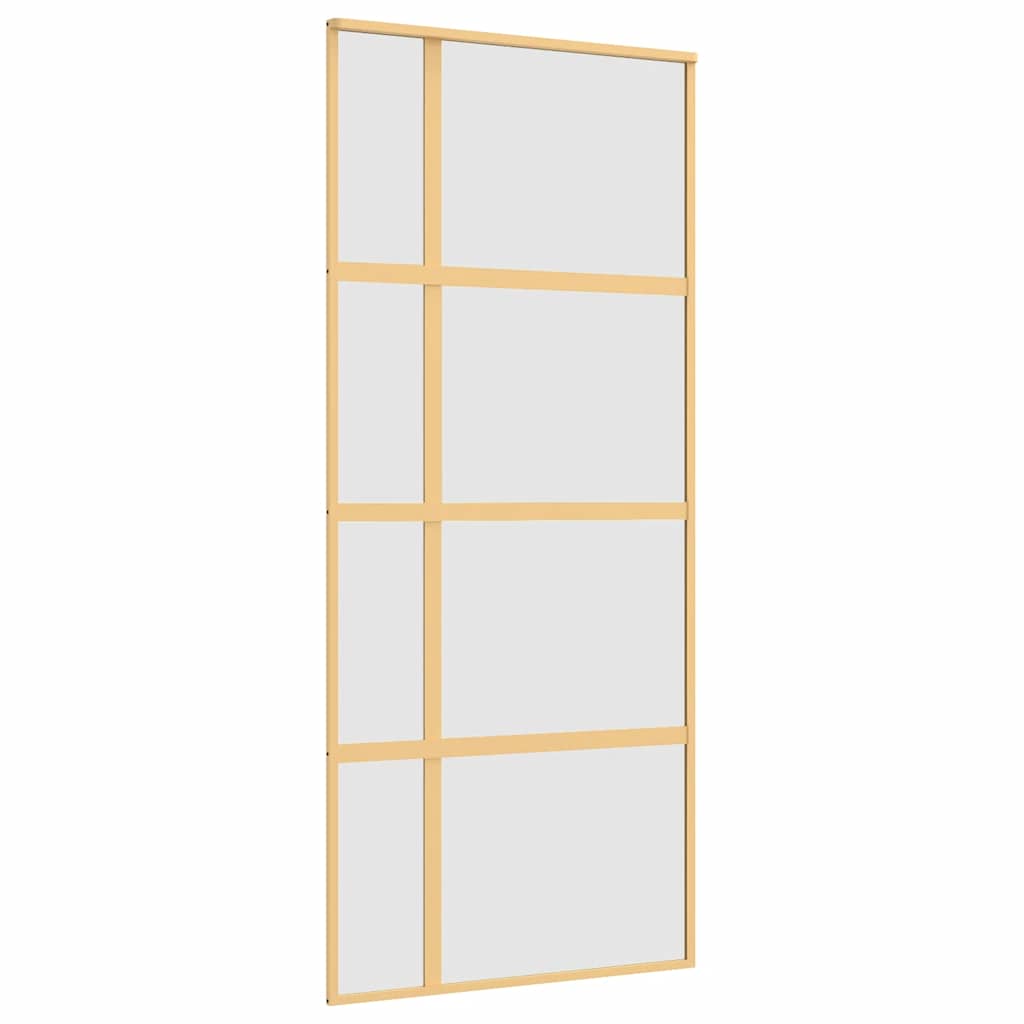 skydedør 90x205 cm matteret sikkerhedsglas og aluminium gylden