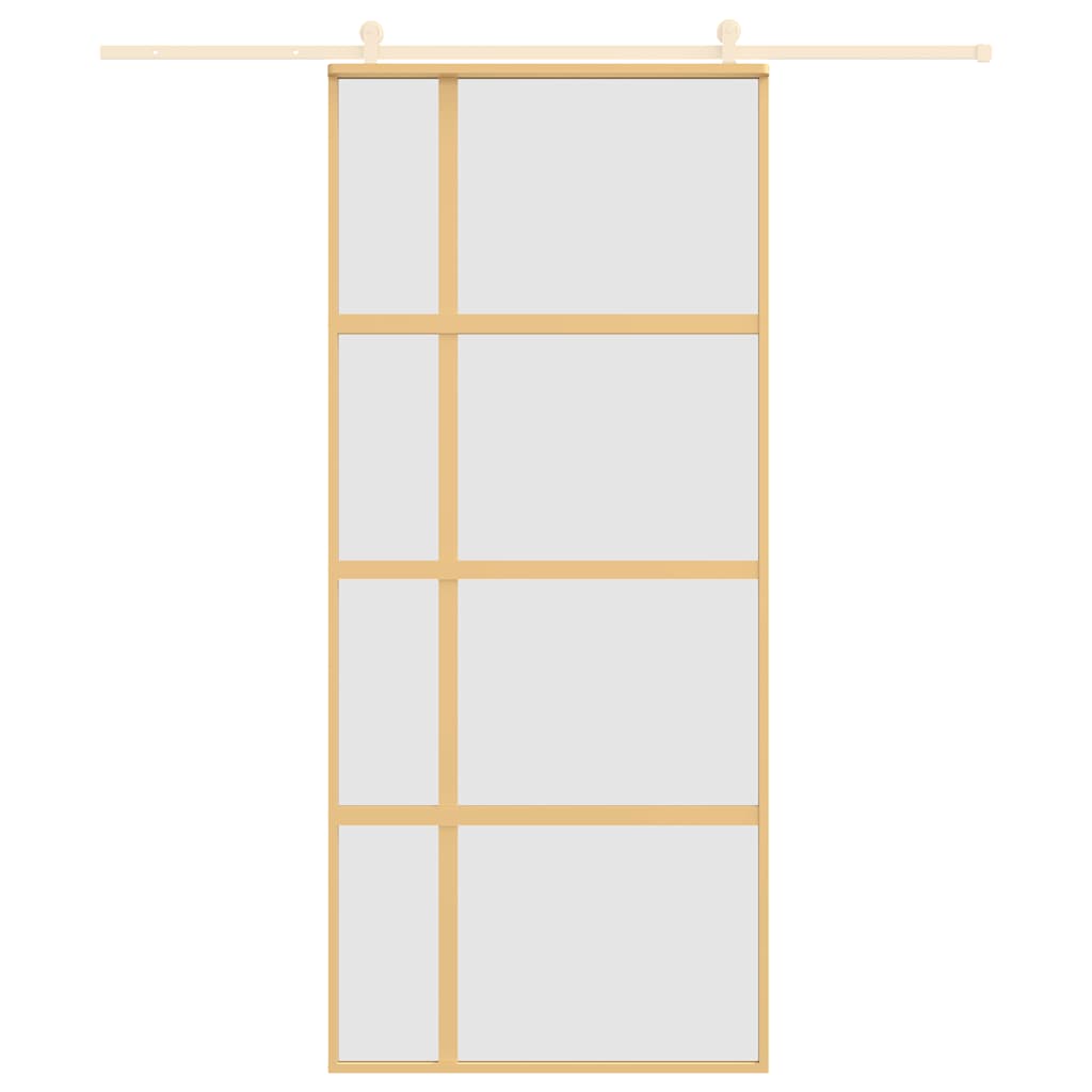 skydedør 90x205 cm matteret sikkerhedsglas og aluminium gylden