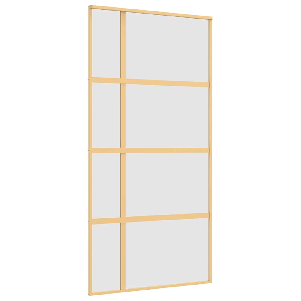 skydedør 102,5x205 cm matteret sikkerhedsglas aluminium gylden