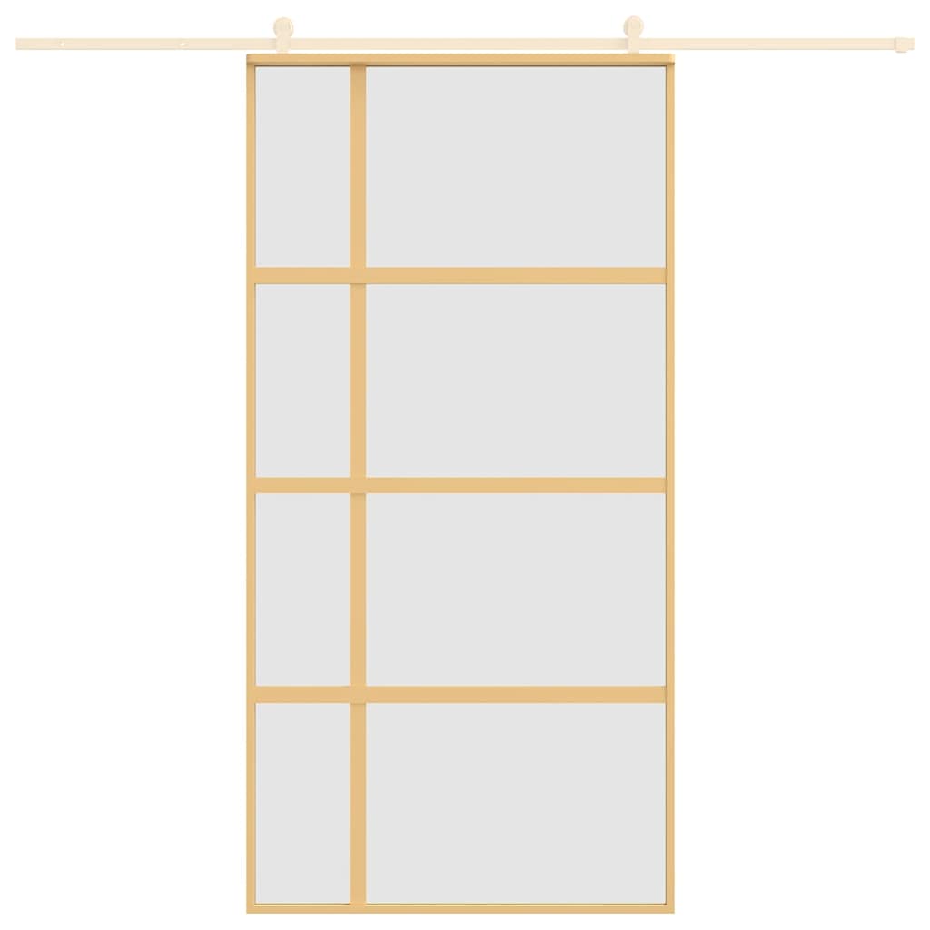 skydedør 102,5x205 cm matteret sikkerhedsglas aluminium gylden