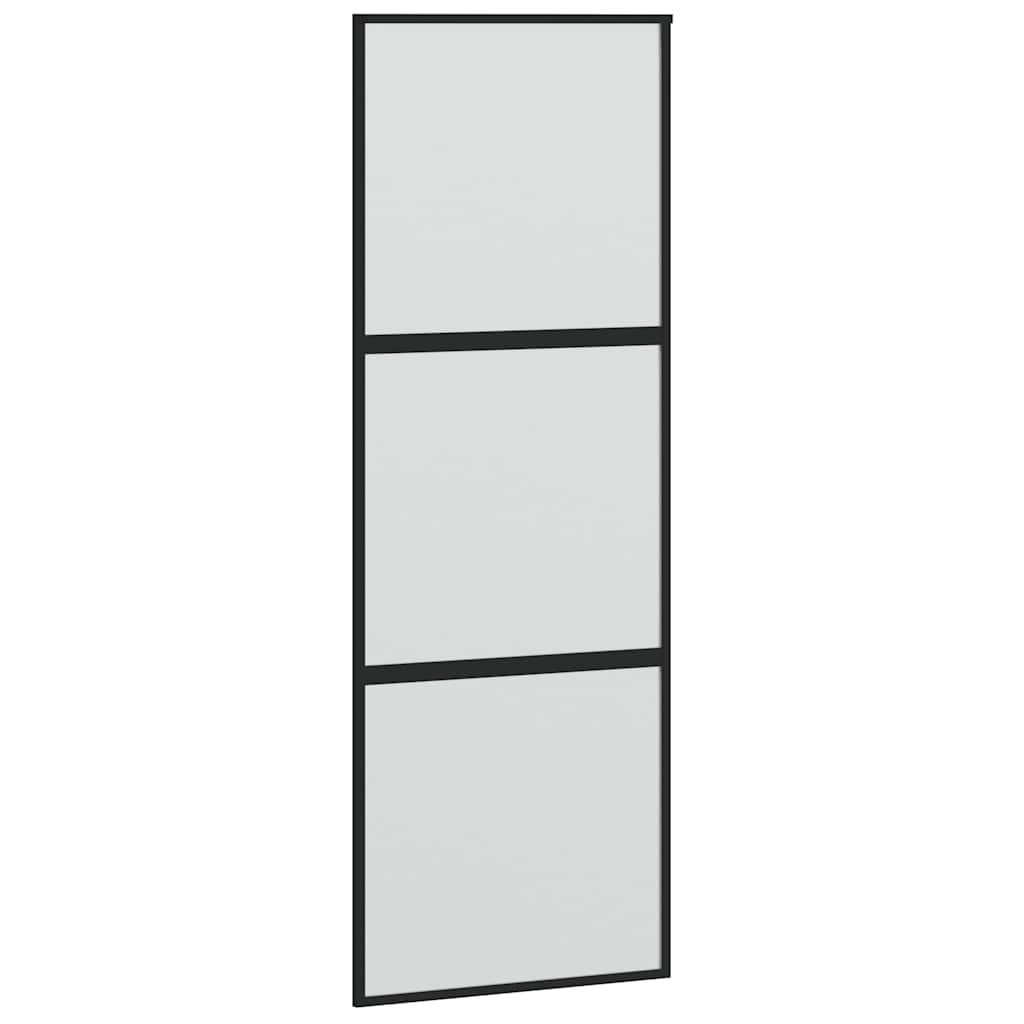 skydedør 76x205 cm hærdet glas og aluminium sort