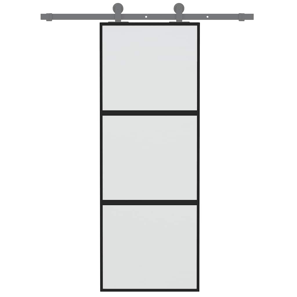 skydedør 76x205 cm hærdet glas og aluminium sort