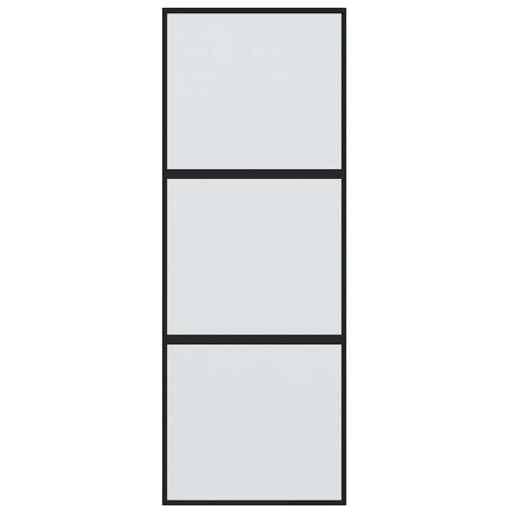 skydedør 76x205 cm hærdet glas og aluminium sort