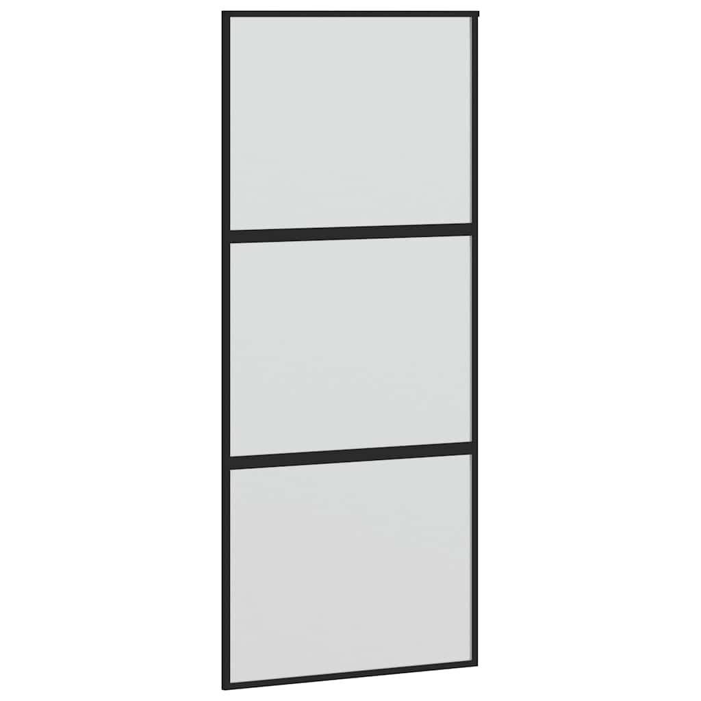 skydedør 90x205 cm hærdet glas og aluminium sort