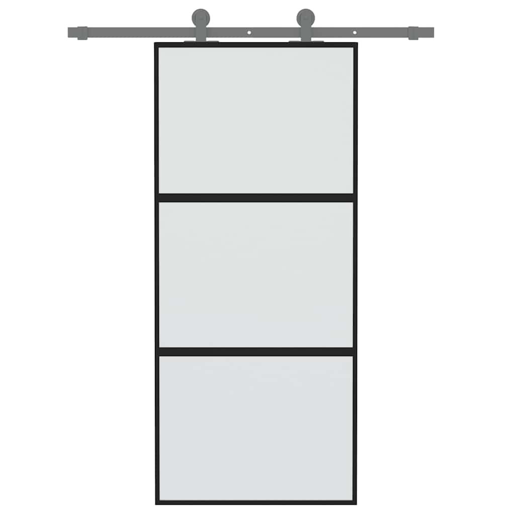 skydedør 90x205 cm hærdet glas og aluminium sort