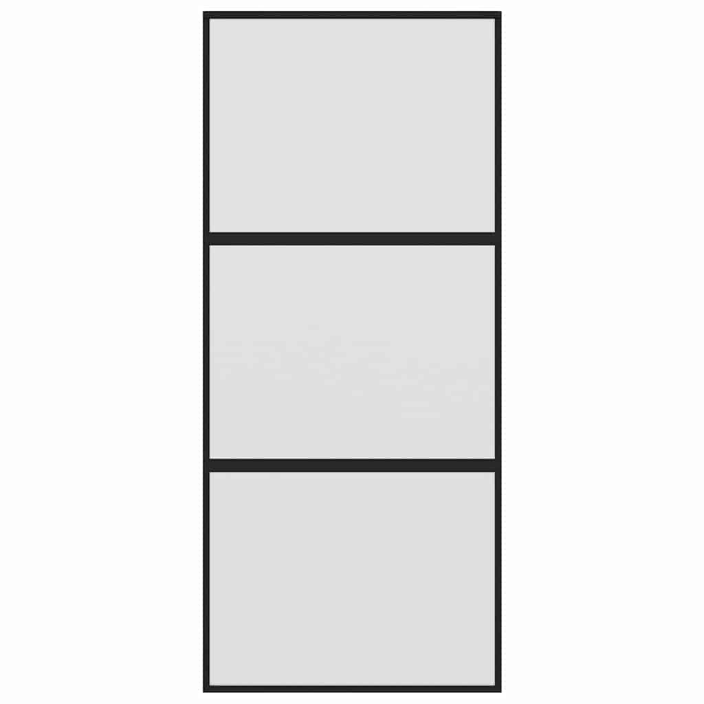 skydedør 90x205 cm hærdet glas og aluminium sort