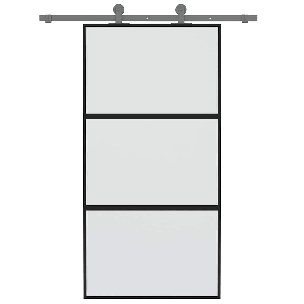 skydedør 102,5x205 cm hærdet glas og aluminium sort