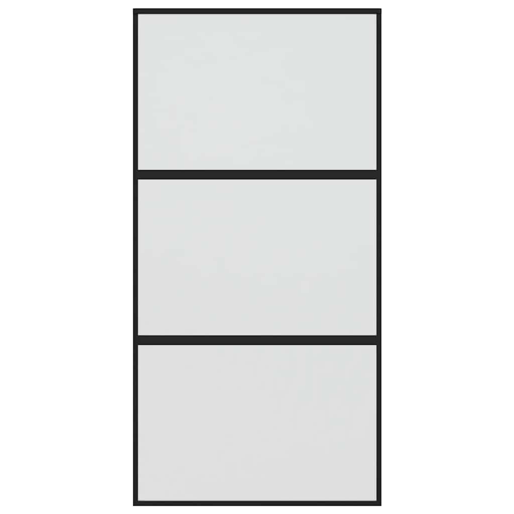 skydedør 102,5x205 cm hærdet glas og aluminium sort