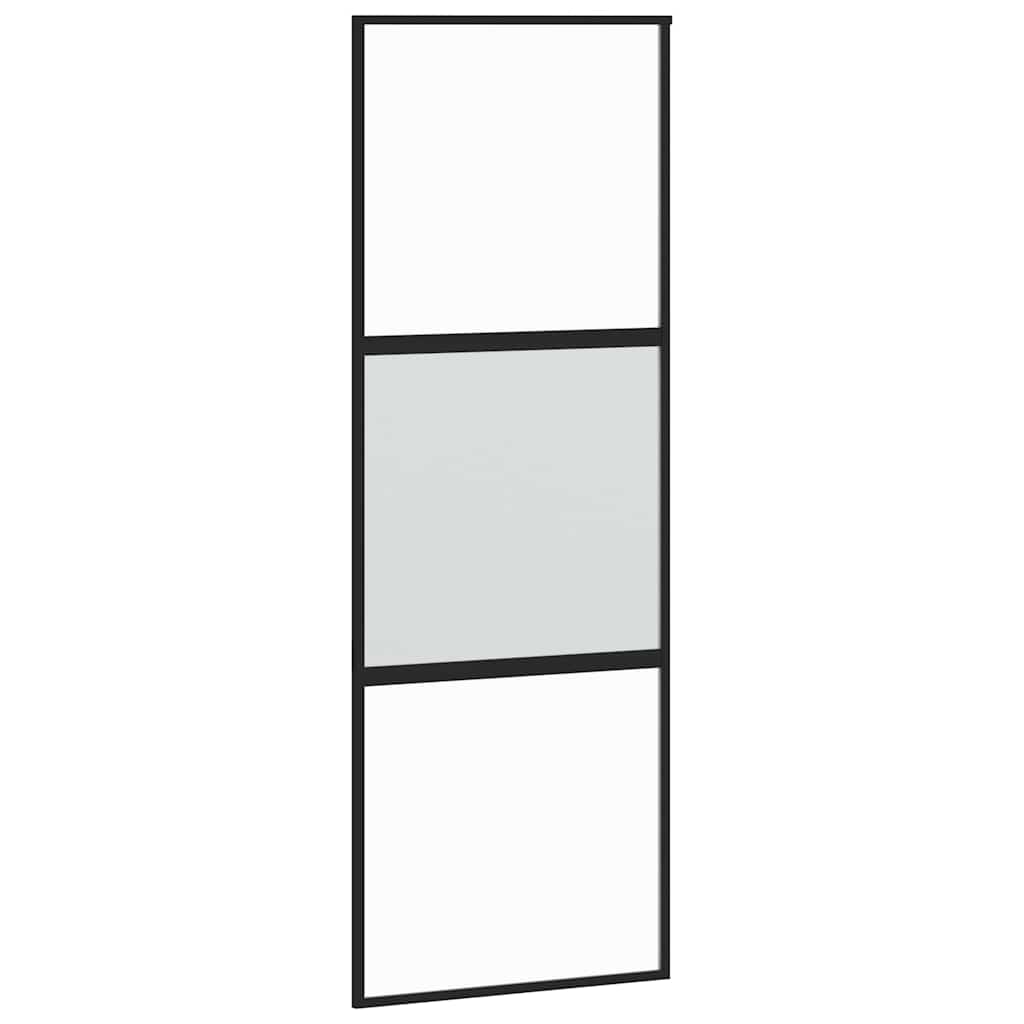 skydedør 76x205 cm hærdet glas og aluminium sort