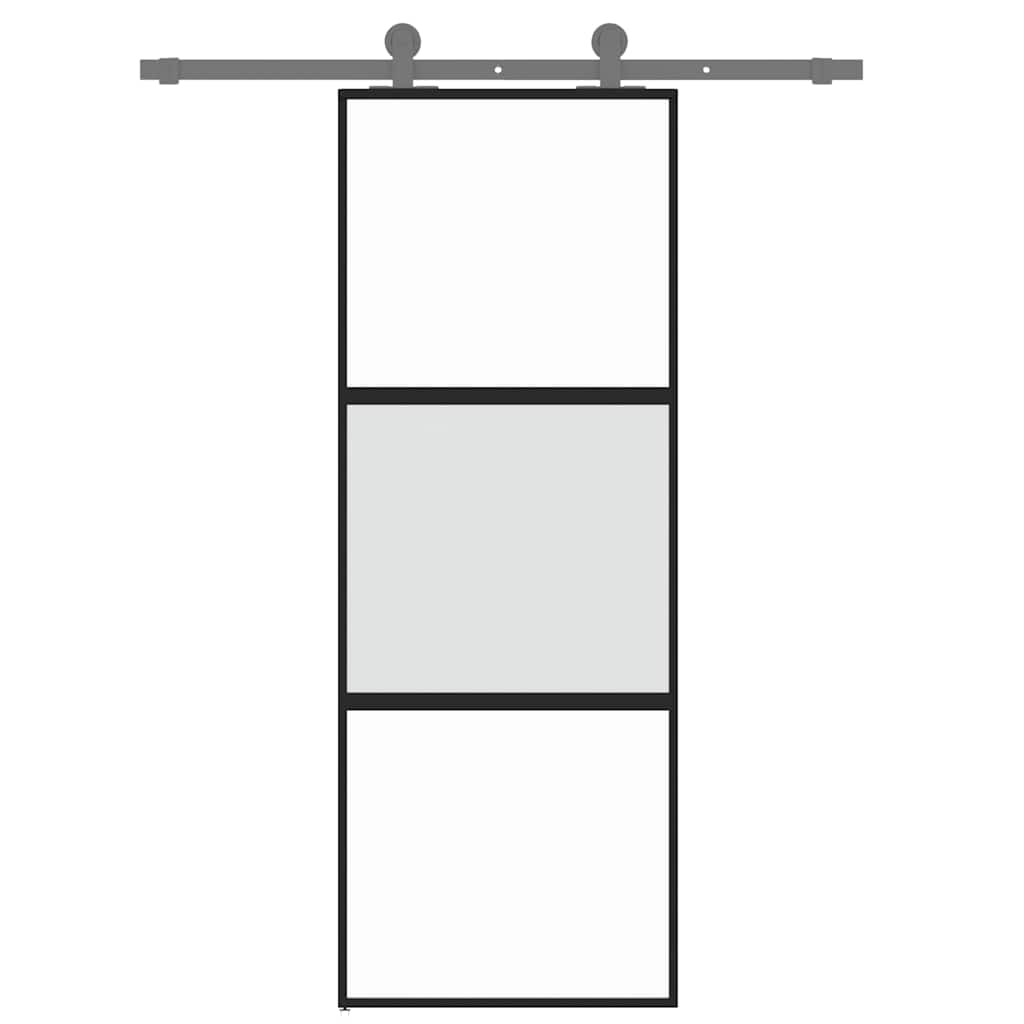 skydedør 76x205 cm hærdet glas og aluminium sort