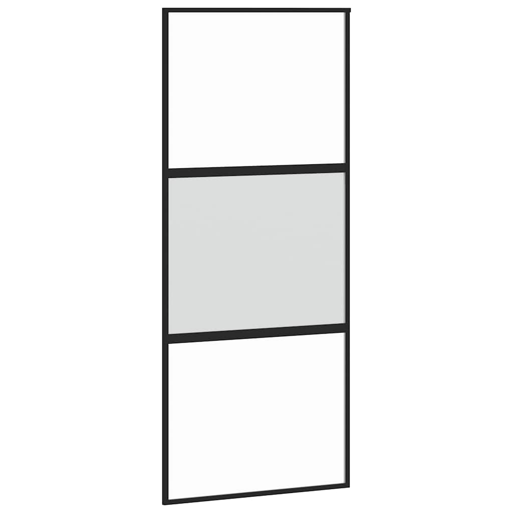 skydedør 90x205 cm hærdet glas og aluminium sort