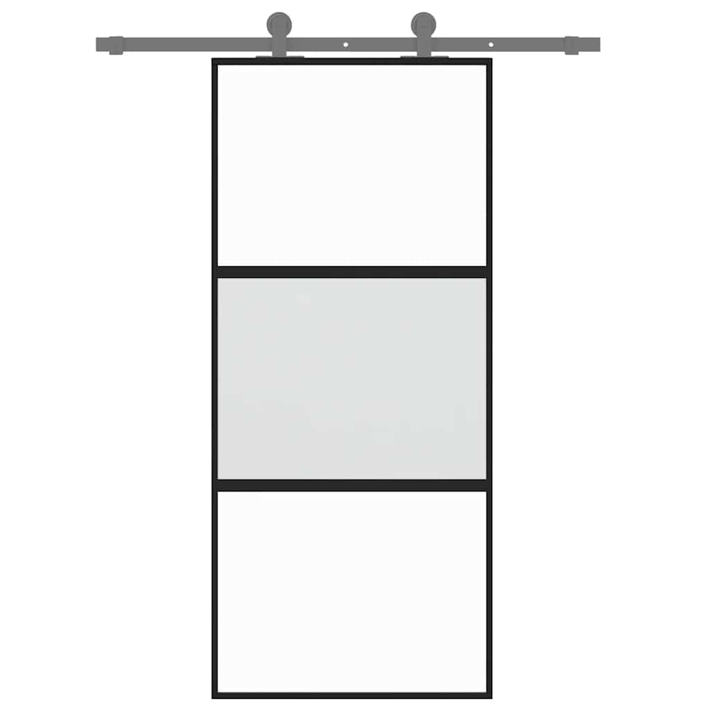 skydedør 90x205 cm hærdet glas og aluminium sort