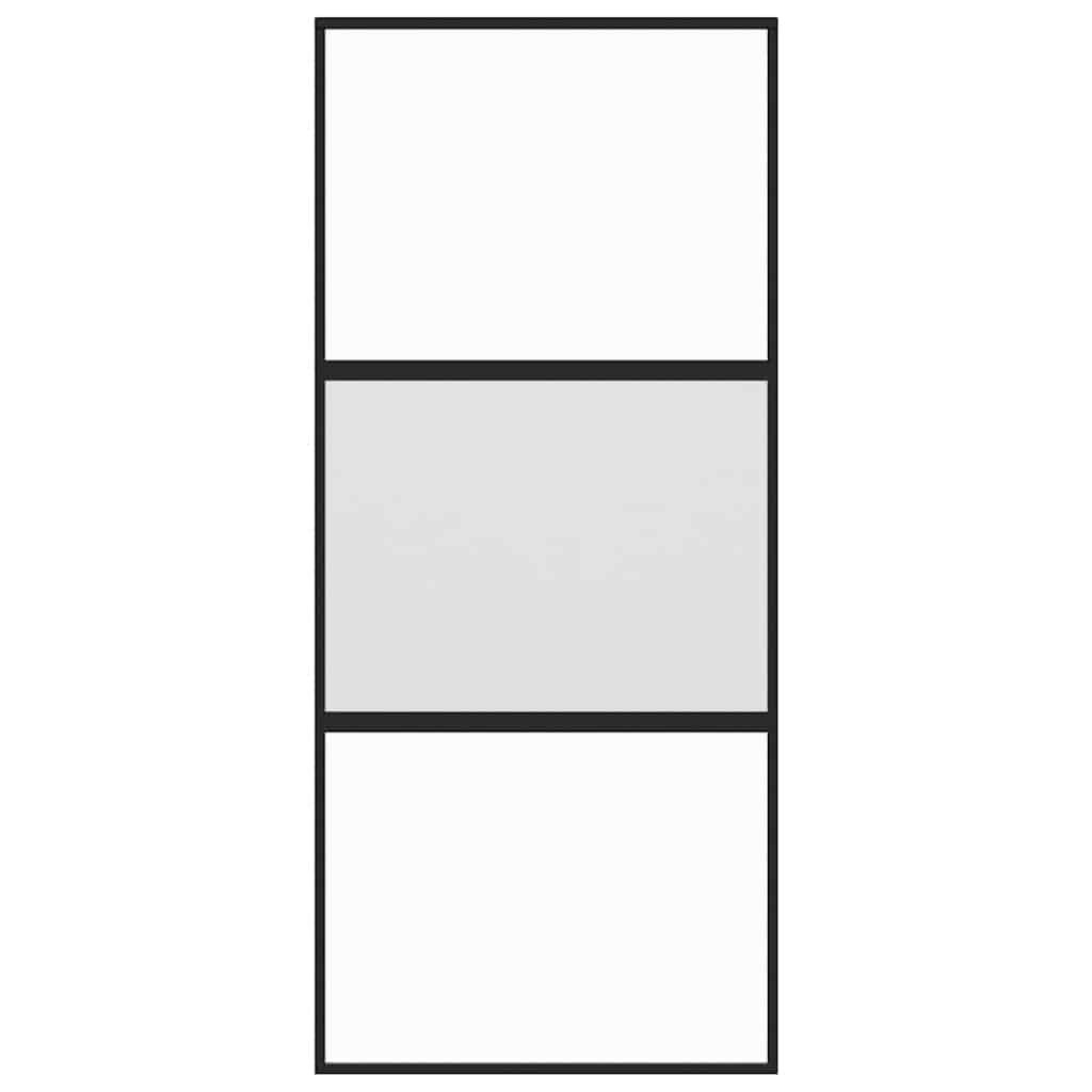 skydedør 90x205 cm hærdet glas og aluminium sort
