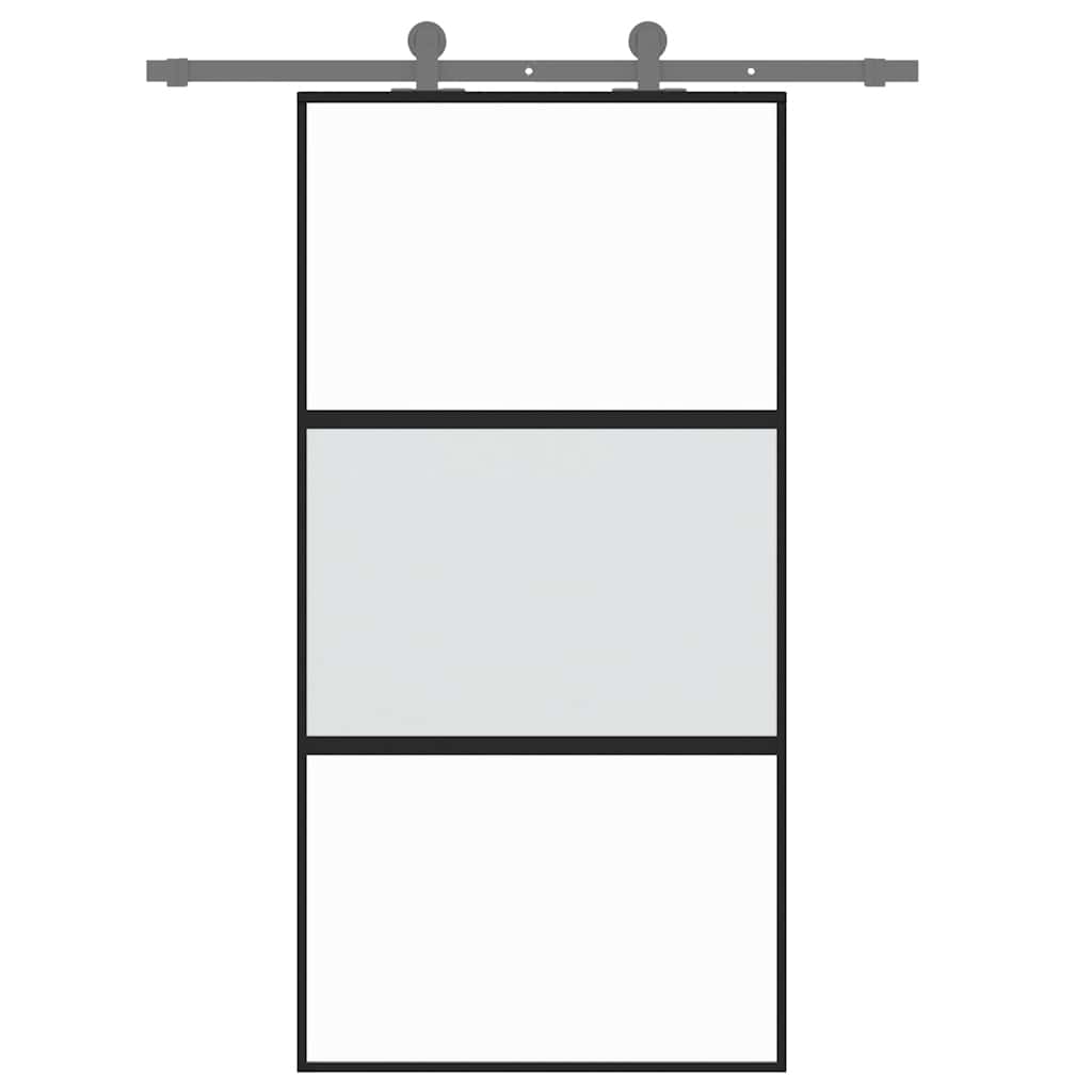 skydedør 102,5x205 cm hærdet glas og aluminium sort