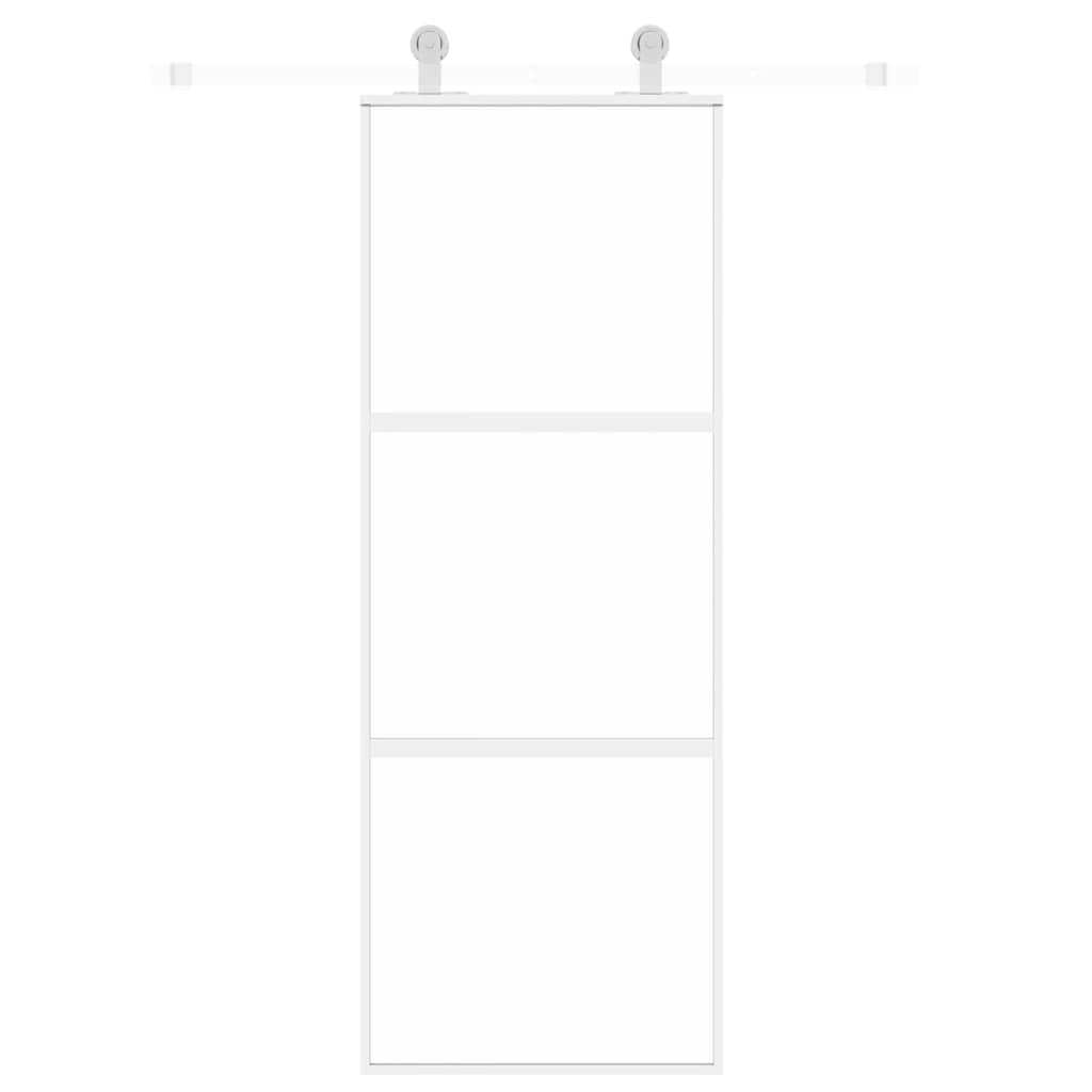 skydedør 76x205 cm hærdet glas og aluminium hvid