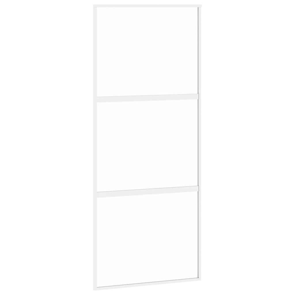 skydedør 90x205 cm hærdet glas og aluminium hvid