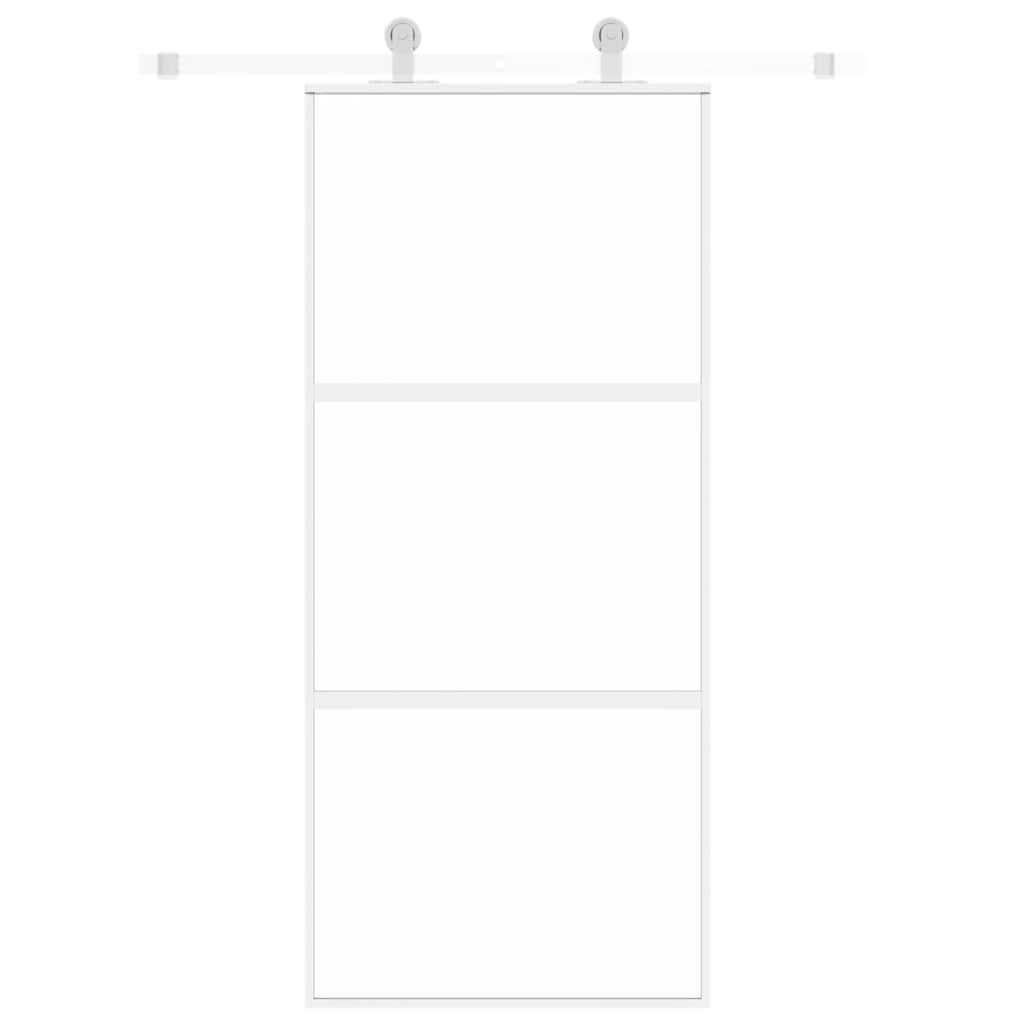skydedør 90x205 cm hærdet glas og aluminium hvid