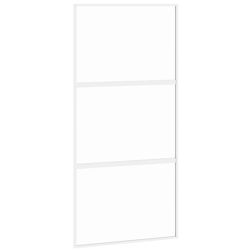 skydedør 102,5x205 cm hærdet glas og aluminium hvid