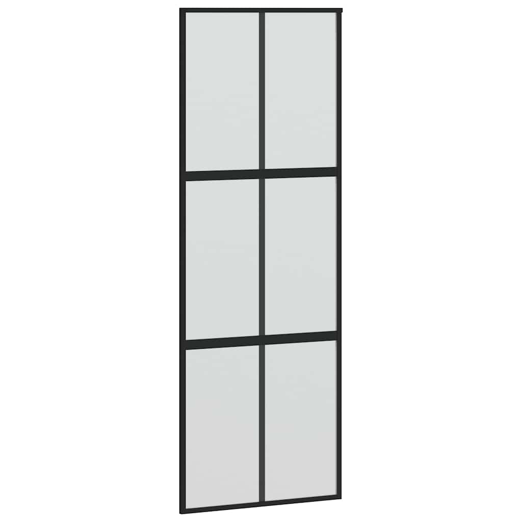 skydedør 76x205 cm hærdet glas og aluminium sort