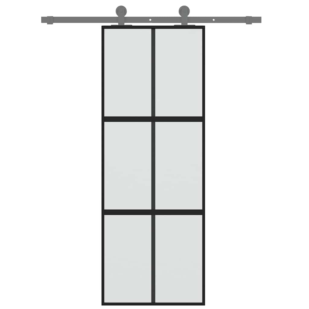 skydedør 76x205 cm hærdet glas og aluminium sort