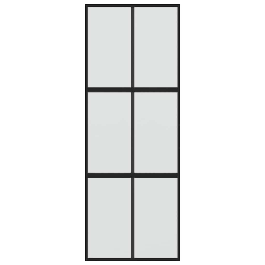 skydedør 76x205 cm hærdet glas og aluminium sort