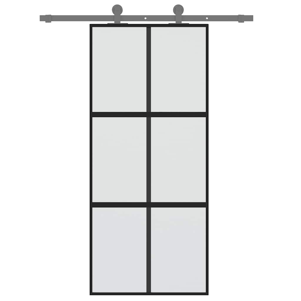 skydedør 90x205 cm hærdet glas og aluminium sort
