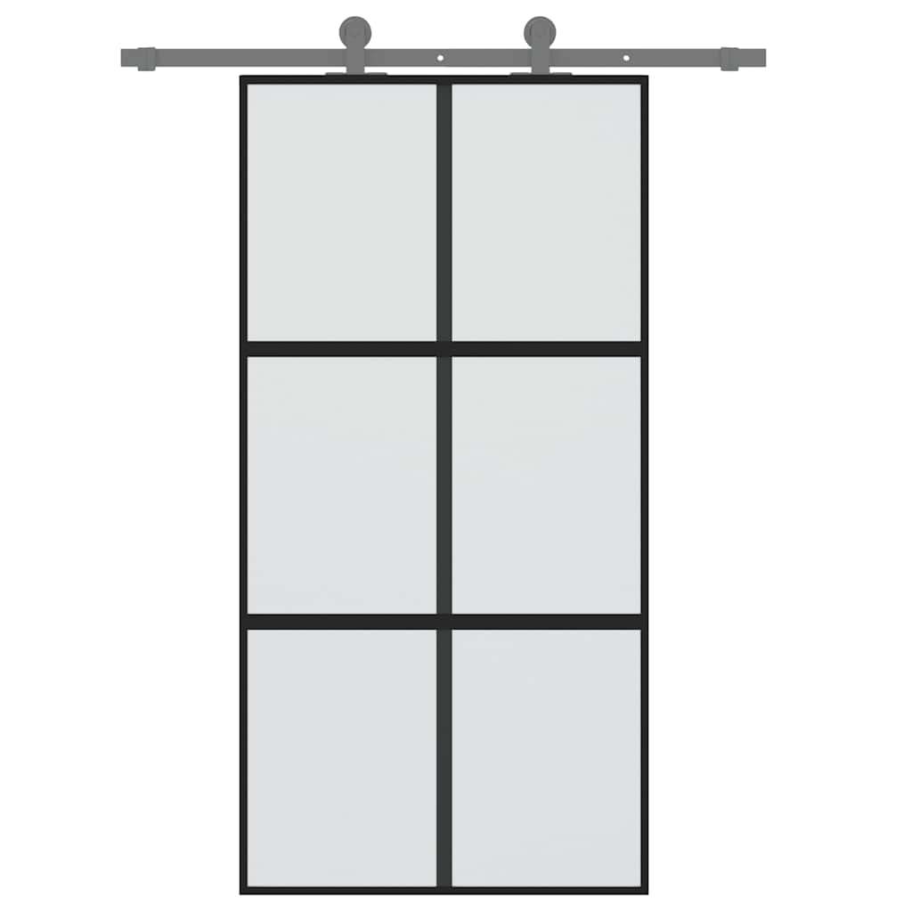 skydedør 102,5x205 cm hærdet glas og aluminium hvid