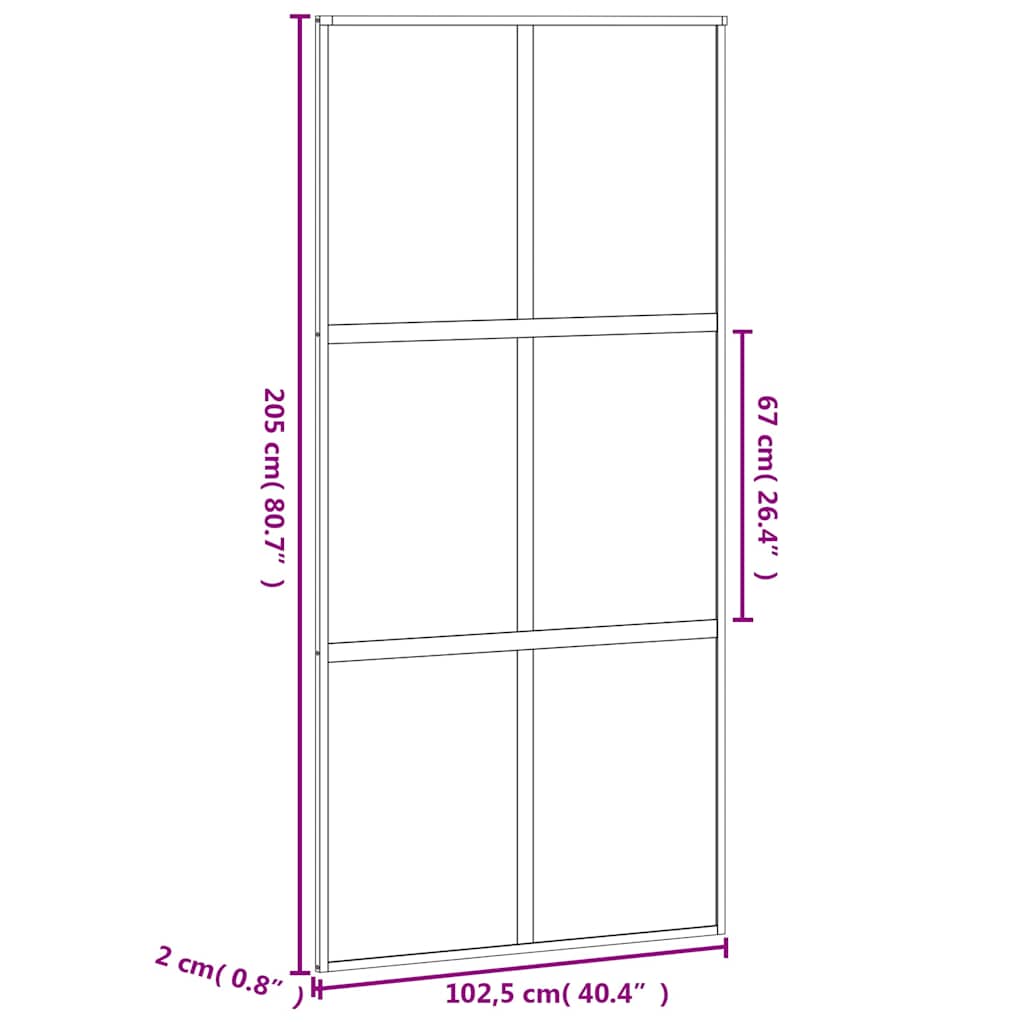 skydedør 102,5x205 cm hærdet glas og aluminium hvid