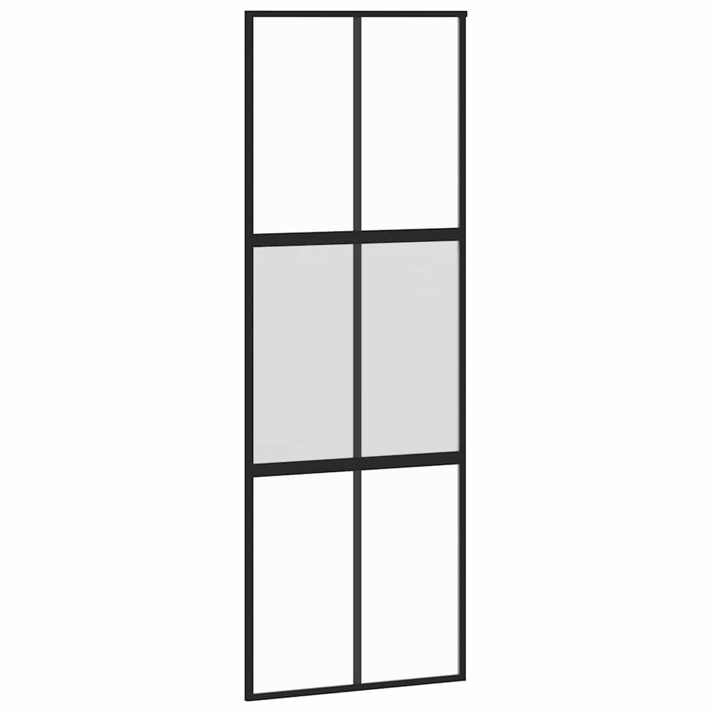skydedør 76x205 cm hærdet glas og aluminium sort
