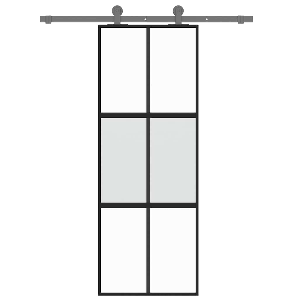 skydedør 76x205 cm hærdet glas og aluminium sort
