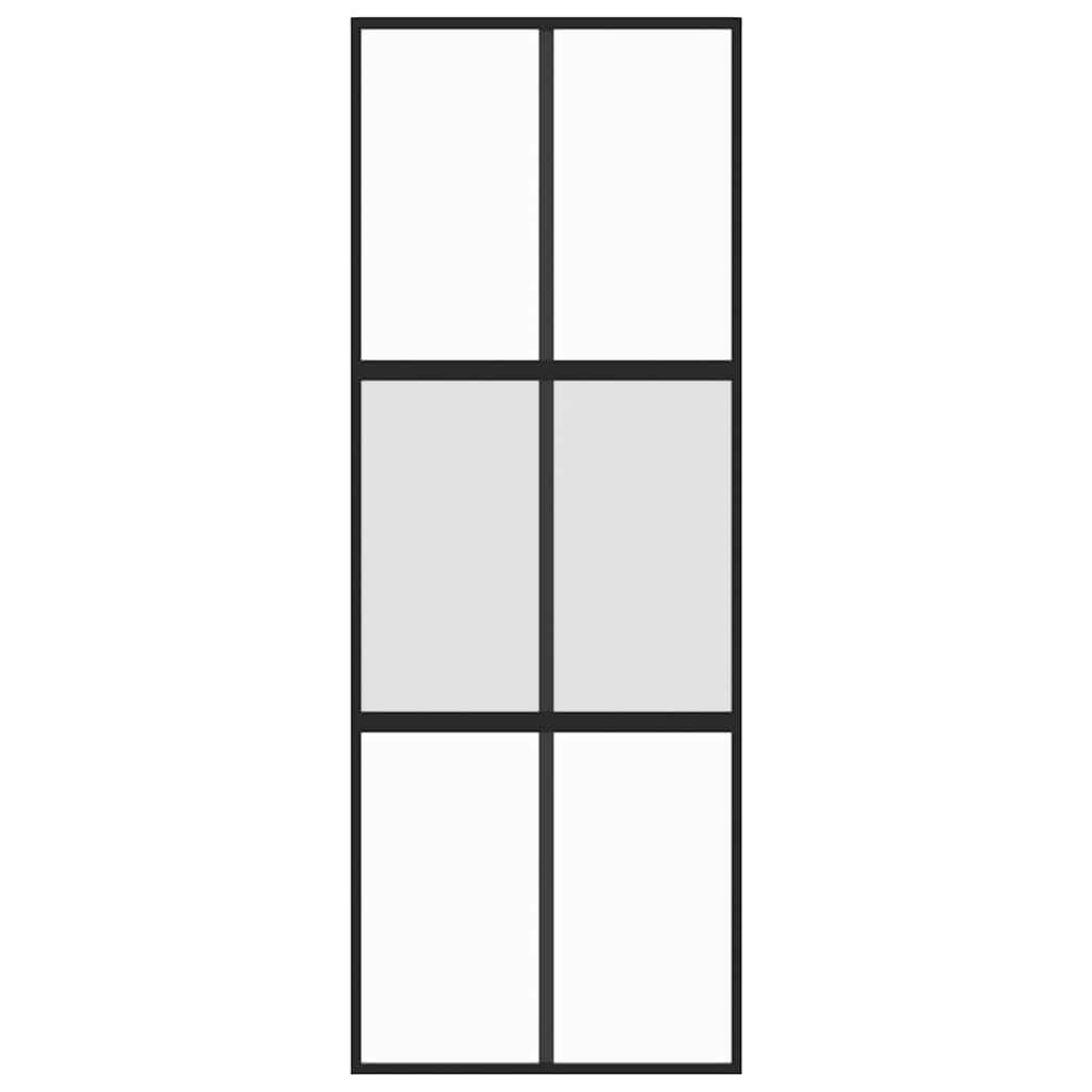 skydedør 76x205 cm hærdet glas og aluminium sort